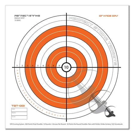 Perfect Strike ARCHERY SYSTEM Targets. ORANGE OPS No. 001. Single Spot Targets. 12" x 12". (12 Targets.)
