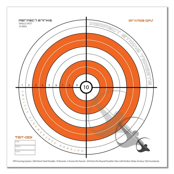 Perfect Strike ARCHERY SYSTEM Targets. ORANGE OPS No. 001. Single Spot Targets. 12" x 12". (12 Targets.)