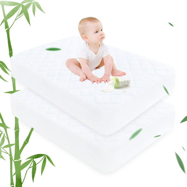 Protector de Colchón para Cuna Ruili Pack de 2 hecho con Bambú Impermeable 132x71 cm