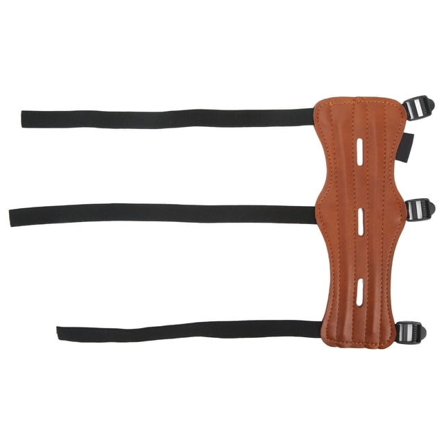 Protector de brazo de tiro con arco, gran ajuste de protección, Protector de antebrazo de tiro con arco marrón impermeable con 3 agujeros para disparar y cazar