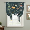 thumbnail image 2 of Green Dinosaur Tie Up Curtains for Windows, Adjustable Balloon Window Shades, Vintage Letters Farm Animals Kitchen Window Treatments Farmhouse Short Curtains with Rod Pocket 42"x45", 2 of 8