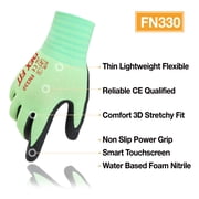 DEXFIT FN330 Green Multipurpose Nitrile Coated Work Gloves (Firm Grip, Durable, X-Small) - 3 Pairs