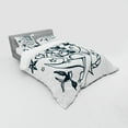 thumbnail image 3 of Anchor Duvet Cover Set, Pin-up Girl Nautical Sailor Suit Surrounded by Swallow Birds Stars Hand Drawn, Bedding Set with Shams and Fitted Sheet, 3 Sizes, by Ambesonne, 3 of 3