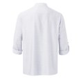 thumbnail image 5 of T Shirts for Men Casual Tops Winter Fall Long Sleeve Male Solid Roll Up Sleeve Blouse Stand Collar T-shirt Top, 5 of 5