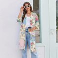 thumbnail image 6 of Robes for Women Zipper Lightweight 3/4 Sleeve Womens Bathrobe Zip Up Front Knee Length Vintage Floral Print Loose Fit Sleepwear Nightgown with Pockets Cyan XXXL, 6 of 7