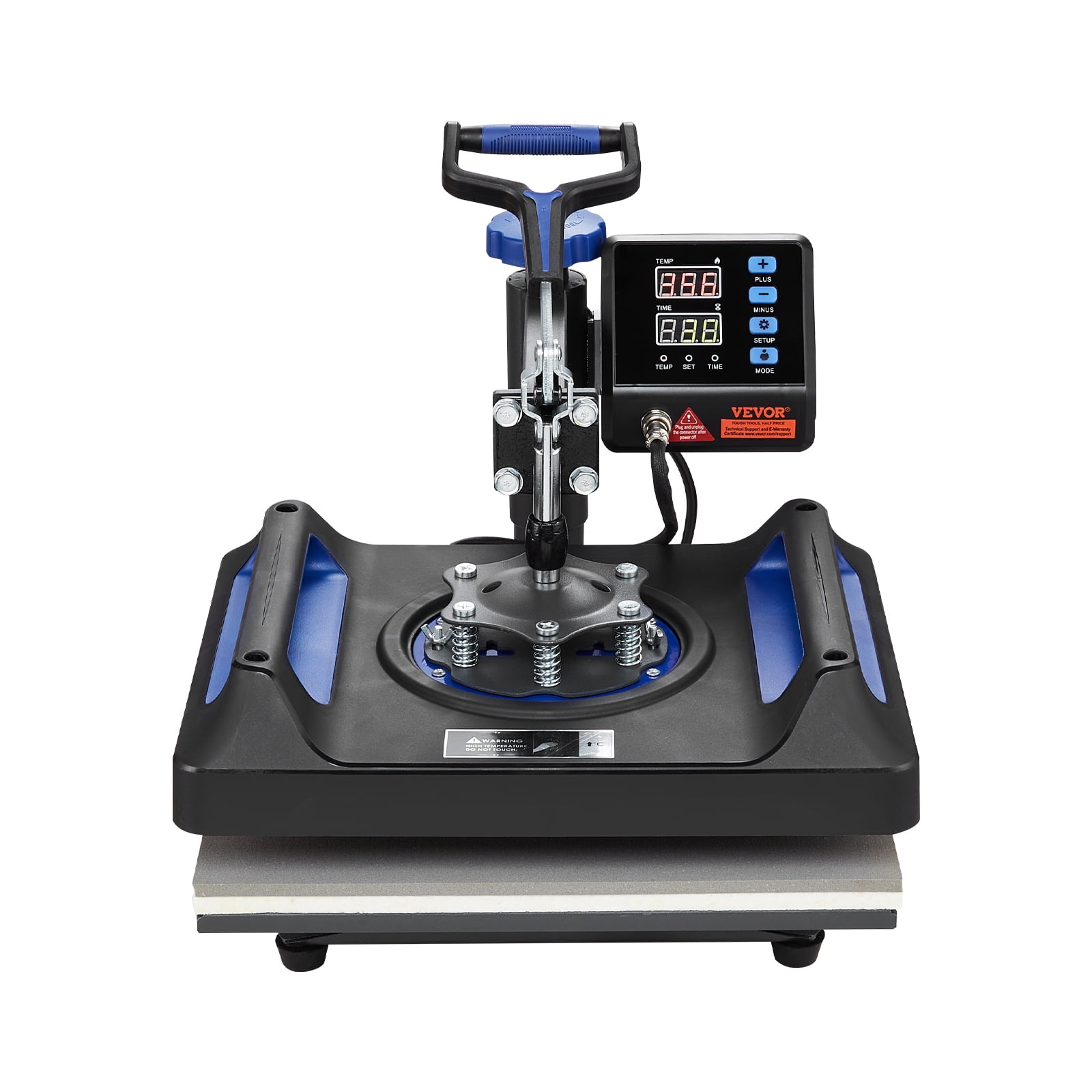 VEVOR Heat Press Machine 12 x 15 Inch 8 in 1 Heat Press Sublimation Machine 360° Rotation Swing Away 8 in 1 Shirt Printing Machine Dual-Tube Heating for DIY T-Shirts Cap & Mugs Blue