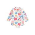 thumbnail image 2 of Baby Girl Rash Guard Swimsuits Summer Floral Print Zipper Long Sleeve Swimwear for Toddler Bathing Suits Beachwear, 2 of 10