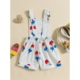thumbnail image 4 of Musuos 4th of July Kids Girls Short Overalls 6 12 18 24M 3 4 5 6Y Ice Cream Print Sleeveless Straps Buttons Pockets Summer Denim Jumpsuit, 4 of 8