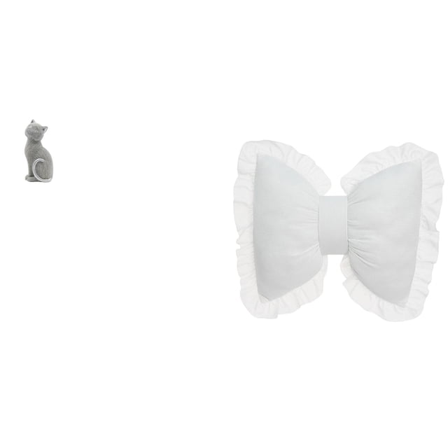 Estatua de gato, figura de escritorio, bonito cojín con lazo, adorno en forma de lazo hecho de resina y PP, adecuado para sala de estar, dormitorio, o