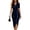 Navy, variant on Women's Satin Wrap Midi Dress, Elegant V Neck Short Sleeve Cocktail Party Dresses, Flattering High Waisted Ruched Tulip Wedding Guest Gown with Belt