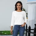 thumbnail image 5 of UoCefik Ladies 3/4 Length Sleeve Tops Loose Fit Casual Crewneck Solid T Shirts Holiday Summer Elbow Three Quarter Length Sleeve Tee Shirts Spring Business Blouses Boho Pullover L, 5 of 8