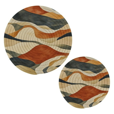 

Abstract Wavy Color Pattern Cotton Braided Potholders 2 Pack Heat-Resistant Pads 7.09 and 9.45