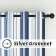 thumbnail image 3 of Lfeey Blackout Curtains 96 inches Long, Striped Printed Curtains for Bedroom, Insulated Lined, 42x96 inches, Navy and White, 2 Panels, 3 of 6