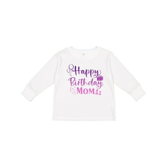 Inktastic Purple Happy Birthday Mom Boys or Girls Long Sleeve Toddler T-Shirt