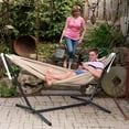 thumbnail image 6 of Vivere Double Sunbrella Hammock with Steel Stand, Portable Outdoor Lounge, Sand, 6 of 7