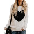 thumbnail image 1 of Seyurigaoka Women Leisure Long Sleeve Knitwear, Color Matching Heart Pattern Round Collar Pullover Sweater Knitted Tops, 1 of 9