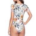 thumbnail image 4 of Naloa Lilies Flowers Women's Short-Sleeved Onesie, One-Piece Swimsuit for Parties, dates, clubs - Medium, 4 of 9