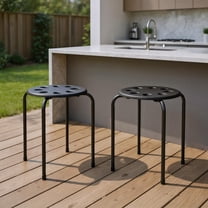Topcobe Set of 6 Portable Plastic Stack Stools, Living Room Chairs for Home Kitchen, Black