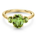 thumbnail image 3 of Gem Stone King 18K Yellow Gold Plated Silver Green Peridot Engagement Ring for Women | 2.70 Cttw | Oval 9X7MM | Gemstone August Birthstone | Size 8, 3 of 6