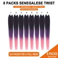 thumbnail image 6 of MORICA Pink Crochet Hair Senegalese Twist 18 Inch 8 Packs Ombre Crochet Braids Hair, Crochet Twist Hot Water Setting, Pre-Lopped Small Crochet Hair for Black Women (18 Inch, 1B/Purple/Pink), 6 of 7