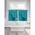 thumbnail image 2 of Teal Marble Half Window Curtain 36 Inches Long, Turquoise Marble Crack Abstract Modern Art Window Treatment Curtain Drapes, Small Tier Curtains for Bathroom Over Sink, 27.5"x36", 2 Panels, 2 of 7