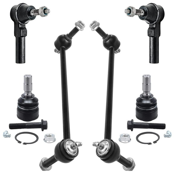 Detroit Axle - Front 6pc Suspension Kit for 2005-2010 Ford Mustang, 2 Outer Tie Rods 2 Lower Ball Joints 2 Sway Bars 2005 2006 2007 2008 2009 2010 Replacement