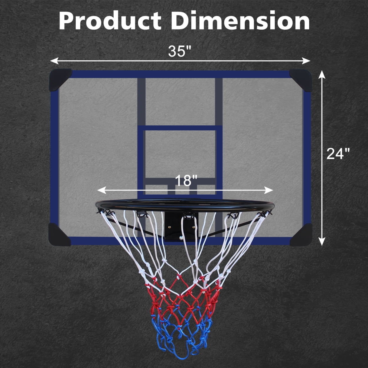 Wall-Mounted Basketball Hoop 35x24" Shatterproof Backboard Foldable Design Durable Metal Construction All-Weather Mesh for Indoor/Outdoor Home Gym Use