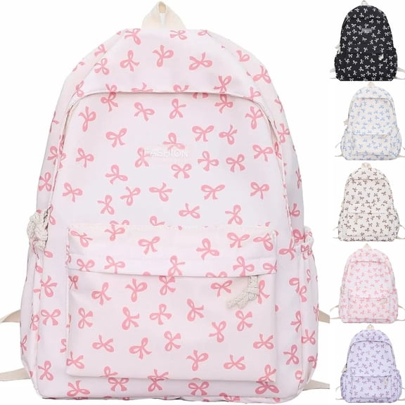 Cute Bow Backpack Coquette Aesthetic Backpacks for Women Preppy Kawaii Backpack Laptop Bag Travel Daypack (Pink)