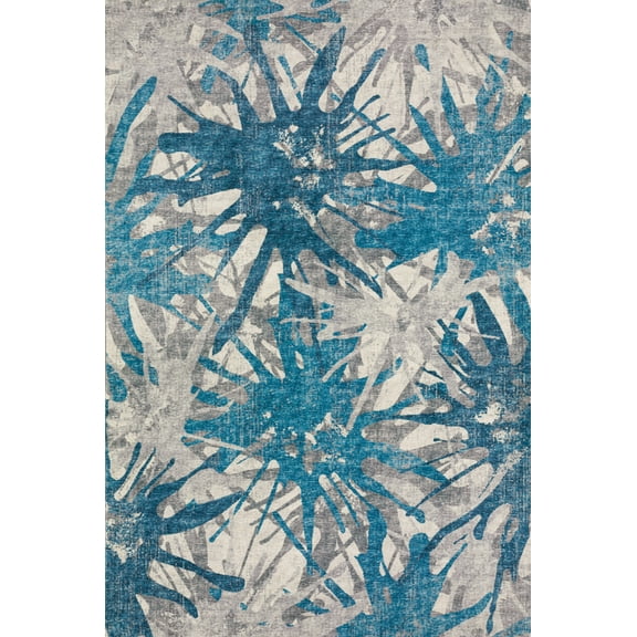 Dalyn Brisbane Area Rug BR6 Br6 Cobalt Cobalt Leaves Petals 2' 3" x 7' 6" Rectangle