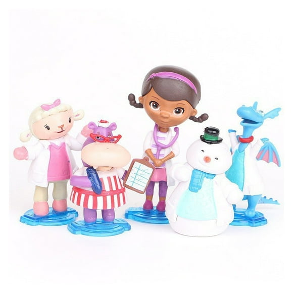 5Pcs/Set Doc Mcstuffins Figures Doctor Lambie Sheep Stuffy Dragon Hallie Hippo Chilly Snowman Model Toys for Playing House