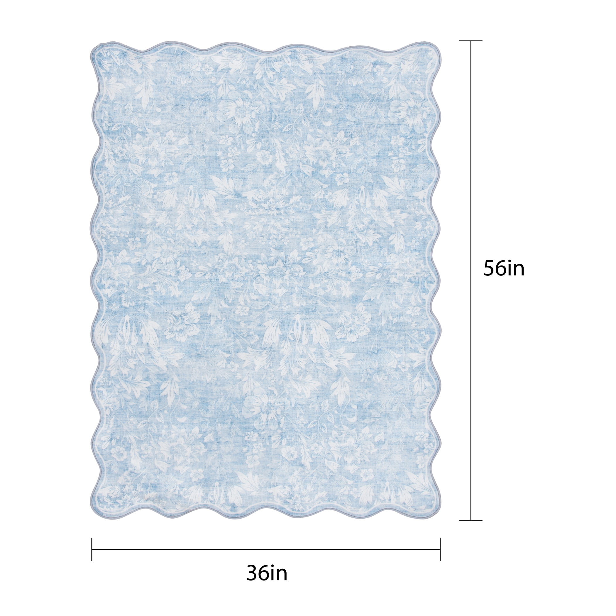 Mainstays Blue Feather Faux Fur Scalloped Indoor Accent Rug, 36"x56"