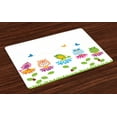 thumbnail image 1 of Ambesonne Flowers Place Mats Set of 4, Cartoon Chamomile Birds, Standard Size, Multicolor, 1 of 4