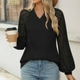 thumbnail image 6 of AELand Women's Long Sleeve Shirts V-Neck Lace Tops 2025 Spring Fashion Clothes Knitted Y2k Blouses, 6 of 7