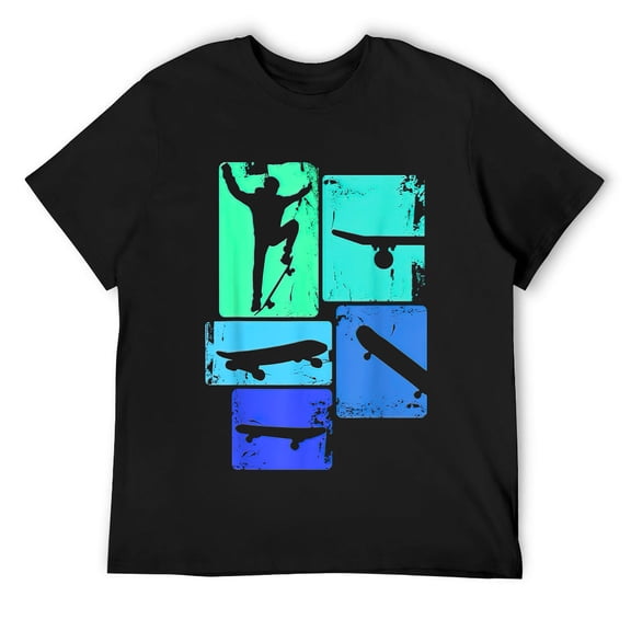 Mens Skater Skateboarder Skateboard T-Shirt Black S