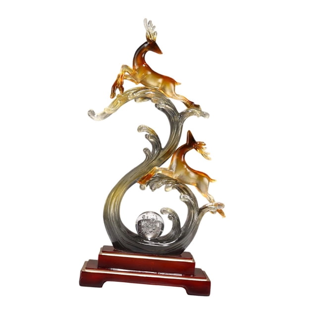 Estatua de reno, escultura de alce, estatua de animal artesanal, estatua de ciervo alce moderna, figuras de ciervo para mesa de noche de escritorio de Estilo A