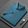 thumbnail image 3 of Polos de verano para hombre 2024, nuevos polos de seda de hielo de color sólido con solapa, camiseta holgada de manga corta, polos de golf para hombre, 3 of 5