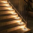thumbnail image 5 of Luz solar de suelo, IP68 impermeable luz solar de jardín con luz de seguridad de encendido/apagado automático para jardín, escaleras, camino, camino, entrada, cubierta, patio (paquete de 4, blanco cálido 3000 K) ER, 5 of 5