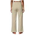 thumbnail image 6 of HomeDM Women's Wide Leg Sweatpants with Pockets Side Slit Hem Baggy Lounge Pants Beige Drawstring Waist Travel Joggers Size L, 6 of 7
