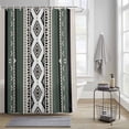 thumbnail image 3 of Abstract Stripes Shower Curtain, Green Beige Aztec Native Tribal Stripes Geometric Waterproof Shower Curtain Set with 12 Hooks Lightweight Bath Curtains Fabric Bathroom Decor 36x72 Inches, 3 of 9