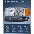 thumbnail image 2 of Nilight Headlight Assembly Compatible for 1999 2000 2001 2002 2003 2004 2005 2006 GMC Sierra Yukon, Smoke Bumper Light Chrome Housing Amber Corner Clear Lens, Headlights Assembly Replacement, 2 of 8