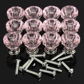 Meigar Pack Of 12 Drawer Knob Pull Handle Crystal Dresser Glass