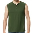thumbnail image 5 of Men's Tank Tops Qiggri Men Casual Solid Sleeveless Pullover Sports Vest Button T Shirt Blouse Muscle Shirts, 5 of 9