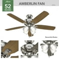thumbnail image 4 of Hunter - Amberlin Indoor Ceiling Fan With Light, 52-inch, Brushed Nickel, Casual-style, 3-speed WhisperWind Motor, 53216, for Living Rooms, Bedrooms, 4 of 16