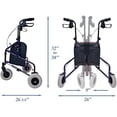 thumbnail image 5 of Freedom Lightweight Retractable 3 Wheel Walker with Balloon Tires, Rollator Walker for Seniors with Height Adjustable Handles with Loop Locking Brakes (Blue), 5 of 6