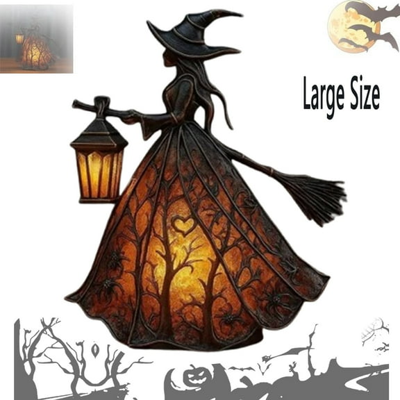 Halloween Witch Lamp, Stained Gothic Witch Hat Led Lamp for Stained Glass Inspired, Spooky Decorative Standing Night Light, Unique Halloween Party Lighting Decorations Indoor