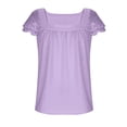 thumbnail image 3 of Byoo Big Girl Solid Square Neck Blouse Shirt Short Sleeve Eyelet Ruffle Sleeve Casual Pullover Shirt Soft T Shirt, 3 of 6