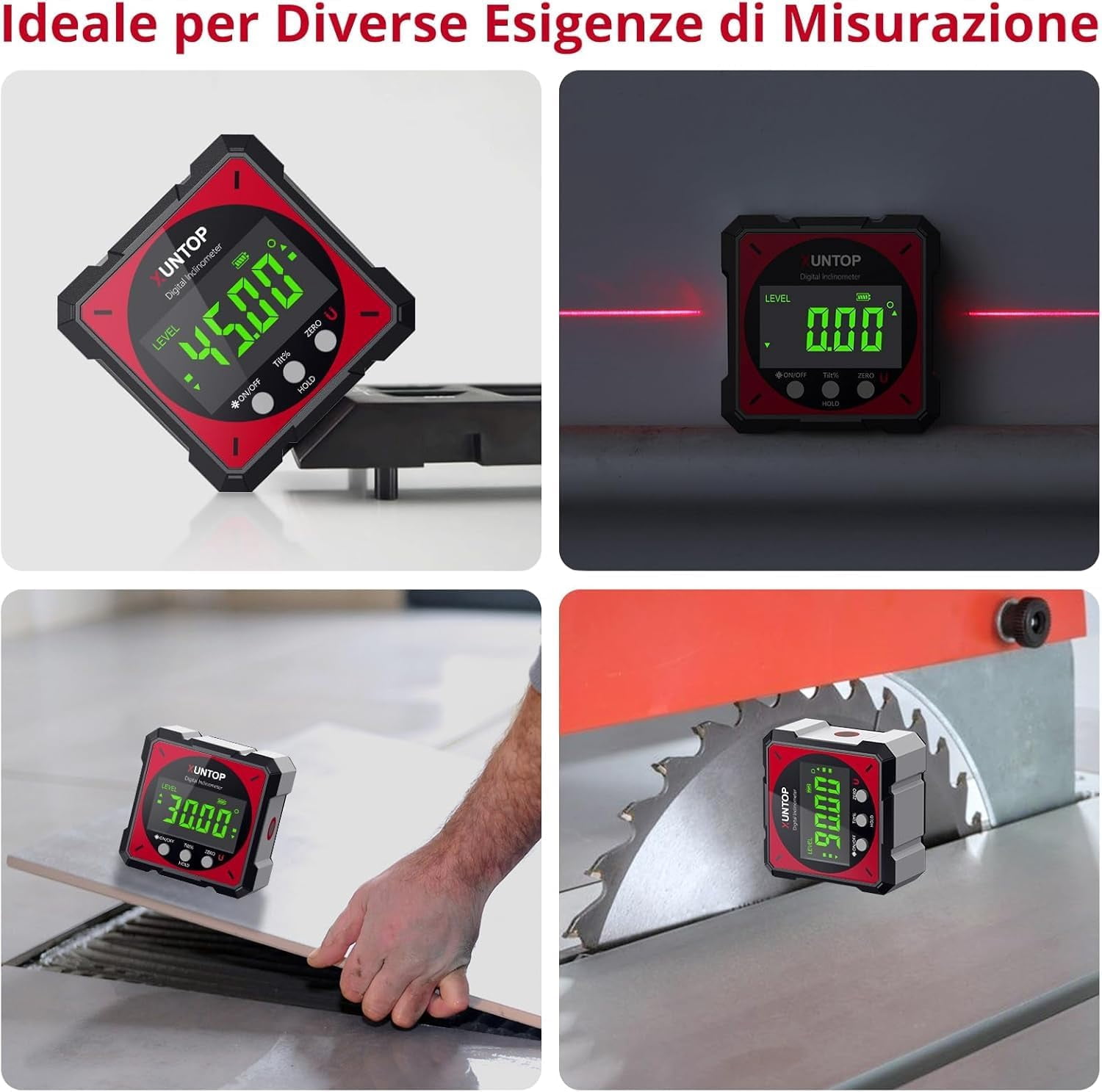 Digital Laser Level Box - 4-Side Magnetic Angle Finder (±0.2° Accuracy, IP54 Waterproof, USB-C Rechargeable) for Woodworking & Home Decor