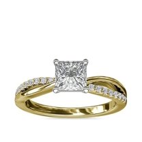 0.60 Ct Brilliant Princess Shape Genuine Diamond Sparkle Halo Ring for Engagement and Wedding in Solid 18K Yellow Gold Size 6.5