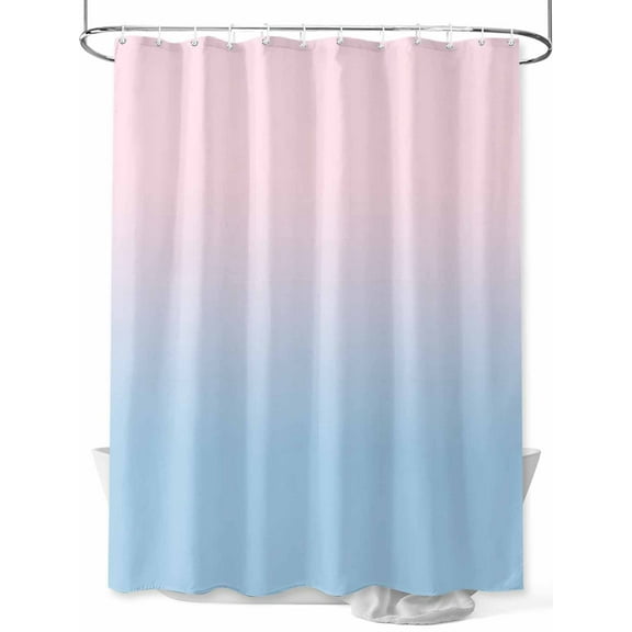 Shower Curtain Ombre Blue Pink Shower Curtains for Bathroom, Waterproof Polyester Shower Curtain Set with Hooks, Stall Long Size 54"x78" Gradient Color