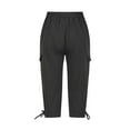 thumbnail image 4 of Binmer Womens Capris Plus Size with Pockets Women's Solid Color Casual Loose Pocket Tooling Trousers Pinching Capris Pants, 4 of 5